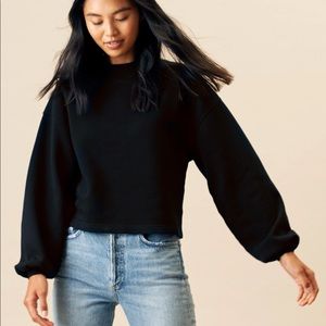 Kotn Puff Sleeve Sweatshirt in Black